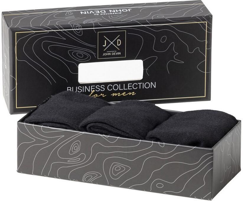 John Devin Business-sokken met langere schachtlengte verpakt in een doos (set 3 paar) - Foto 4