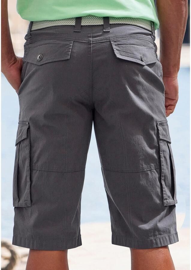 John Devin Cargobermuda Van elastische katoenmix met zijzakken 3 4 shorts