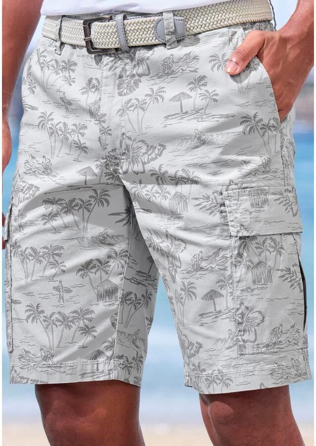 John Devin Cargoshort Shorts van elastisch katoen modieus bedrukt