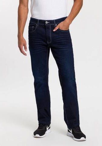 John Devin Straight jeans met rechte pijpen used-wassing en crinkle-look