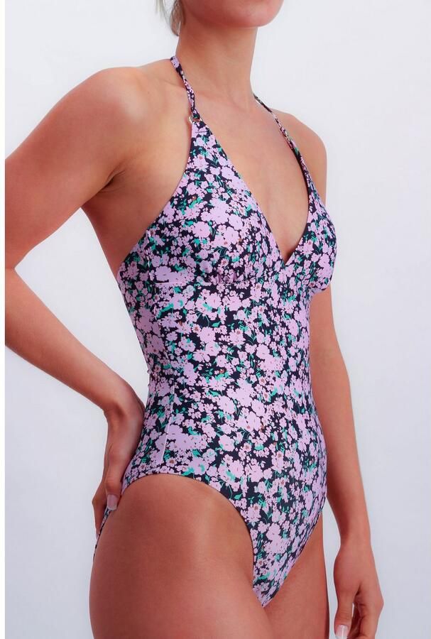 Joop! Badpak Fleur Bloe print gewatteerde cups uitneembare pads