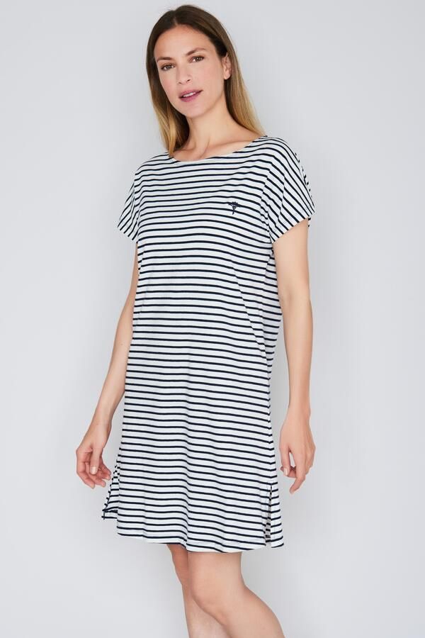 Joop! Nachthemd Cosy kortemouw korenbloem-stiksel gestreept - Foto 5