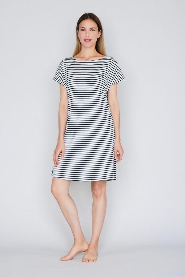 Joop! Nachthemd Cosy kortemouw korenbloem-stiksel gestreept - Foto 3