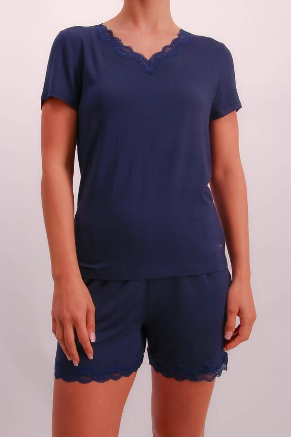 Joop! Shortama Set met kantdetails v-hals korte mouw (2-delig) - Foto 3