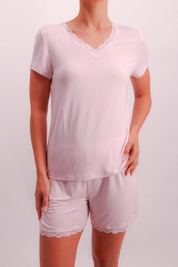 Joop! Shortama Set met kantdetails v-hals korte mouw (2-delig) - Foto 3