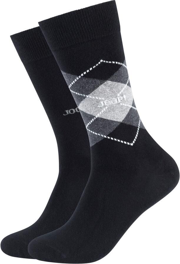 Joop! Sokken Premium Essentials Premium kwaliteit versterkte hiel versterkte tenen Argyle design (Set van 2) - Foto 3