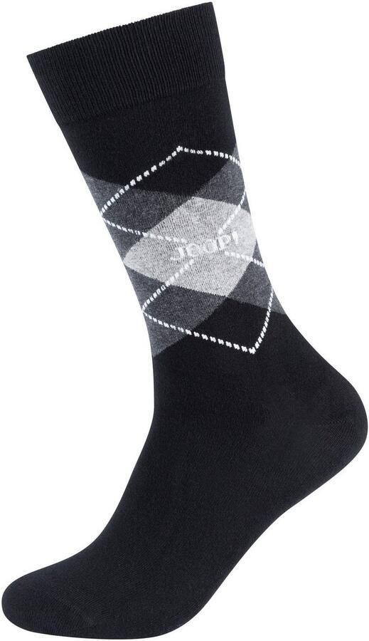 Joop! Sokken Premium Essentials Premium kwaliteit versterkte hiel versterkte tenen Argyle design (Set van 2)
