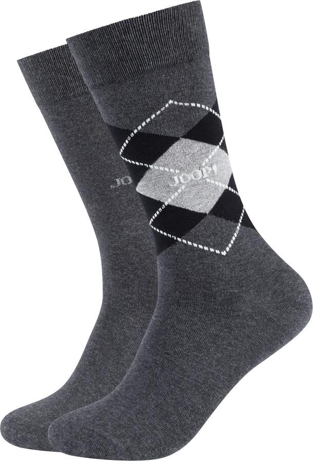 Joop! Sokken Premium Essentials Premium kwaliteit versterkte hiel versterkte tenen Argyle design (Set van 2) - Foto 6
