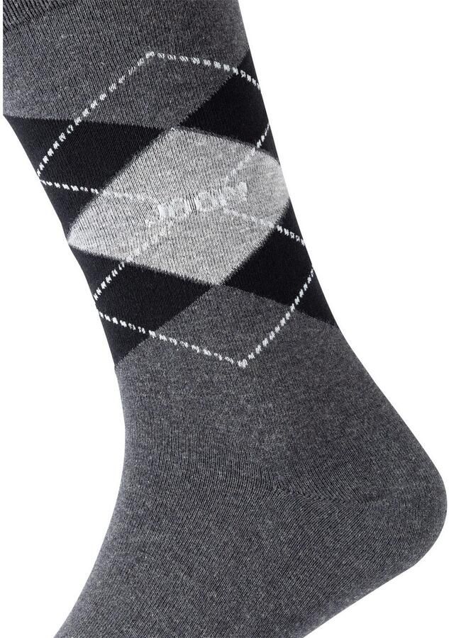 Joop! Sokken Premium Essentials Premium kwaliteit versterkte hiel versterkte tenen Argyle design (Set van 2) - Foto 4