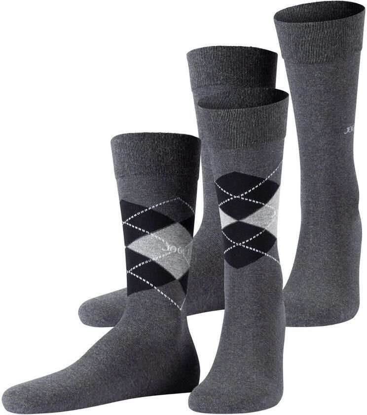 Joop! Sokken Premium Essentials Premium kwaliteit versterkte hiel versterkte tenen Argyle design (Set van 2) - Foto 3