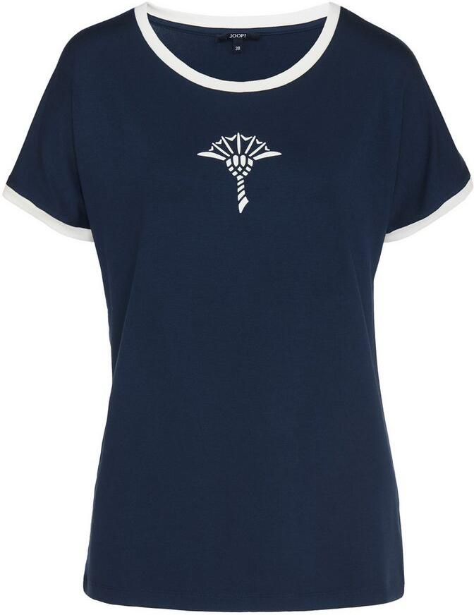Joop! T-shirt Move met contrasterende ronde halsopening