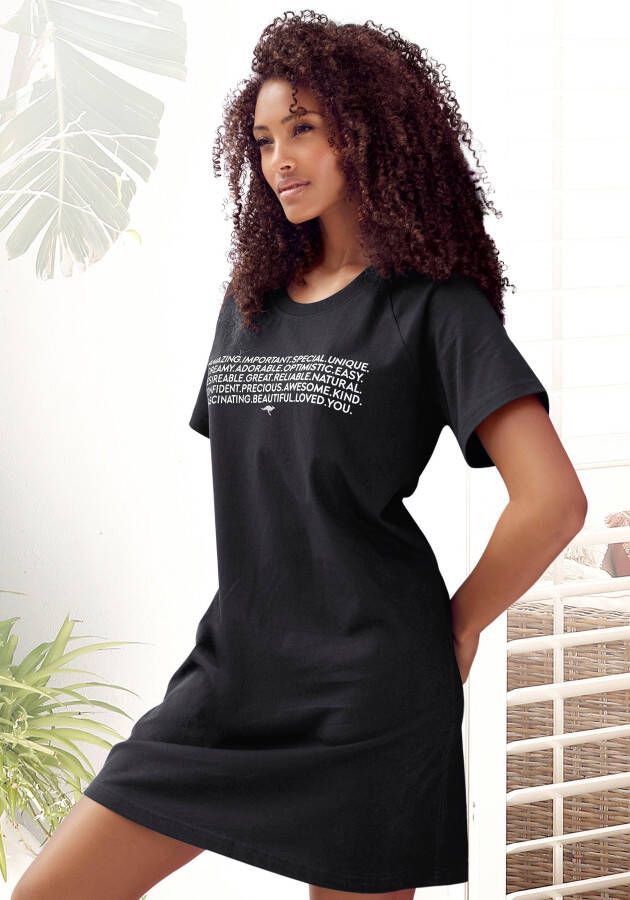 KangaROOS Big-shirt met slogan-frontprint