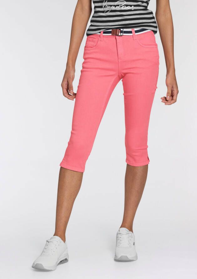KangaROOS Capri jeans Capri-jeans met riem met bijpassende riem (set Met een afneembare riem)
