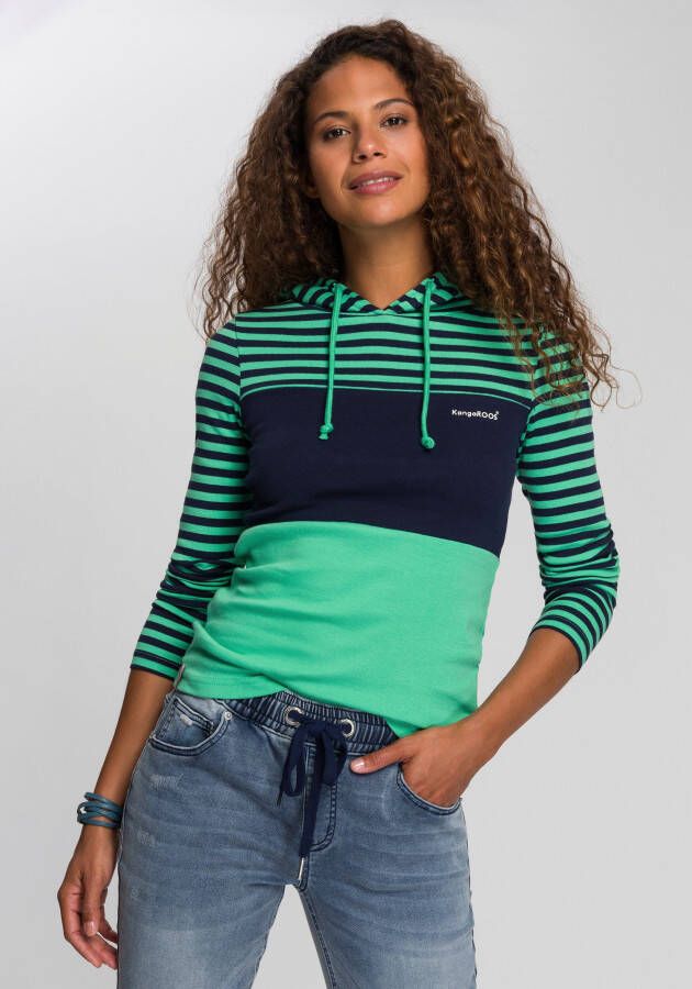 KangaROOS Capuchonshirt Lange mouwen zeer figuurvolgend met colourblocking-look