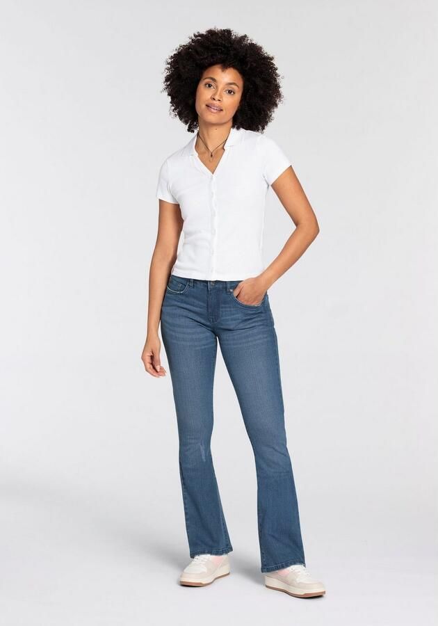 KangaROOS 5-pocket jeans uitlopende pijp used-wassing normale taillehoogte - Foto 4