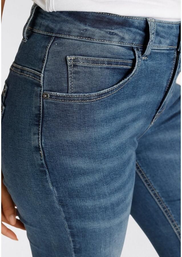 KangaROOS 7 8 jeans Culotte jeans rechte pasvorm modieuze slijtage-effecten normale taille