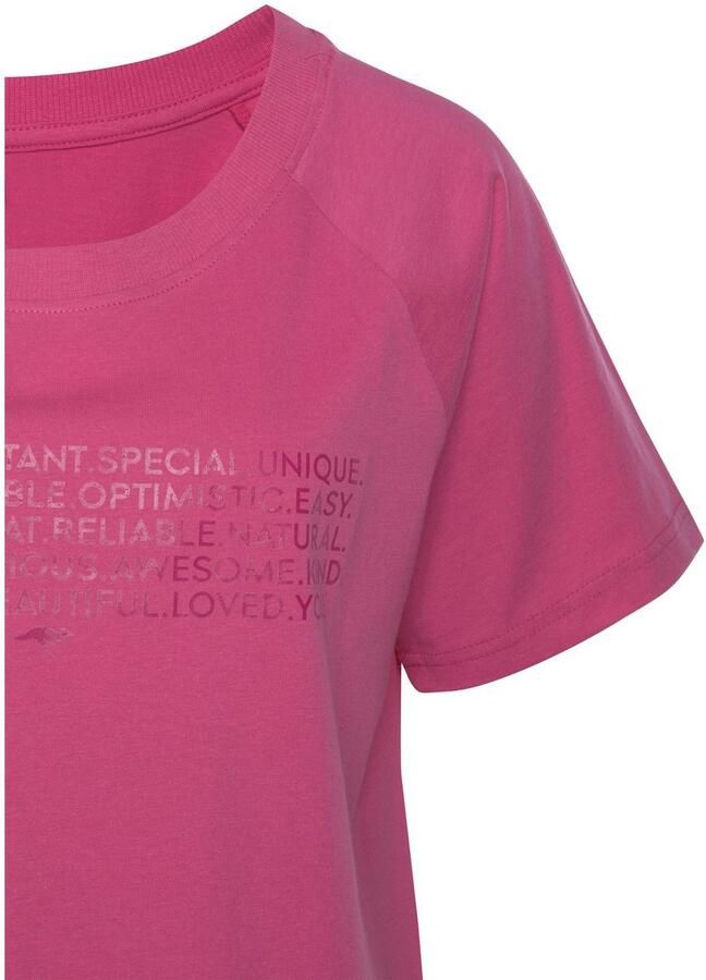 KangaROOS Big-shirt met slogan-frontprint