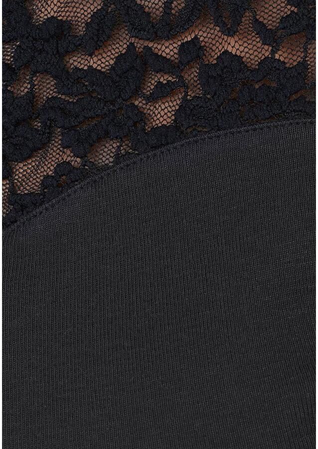 KangaROOS Capuchonshirt Lange mouwen figuurvolgende snit met kant en print van katoen