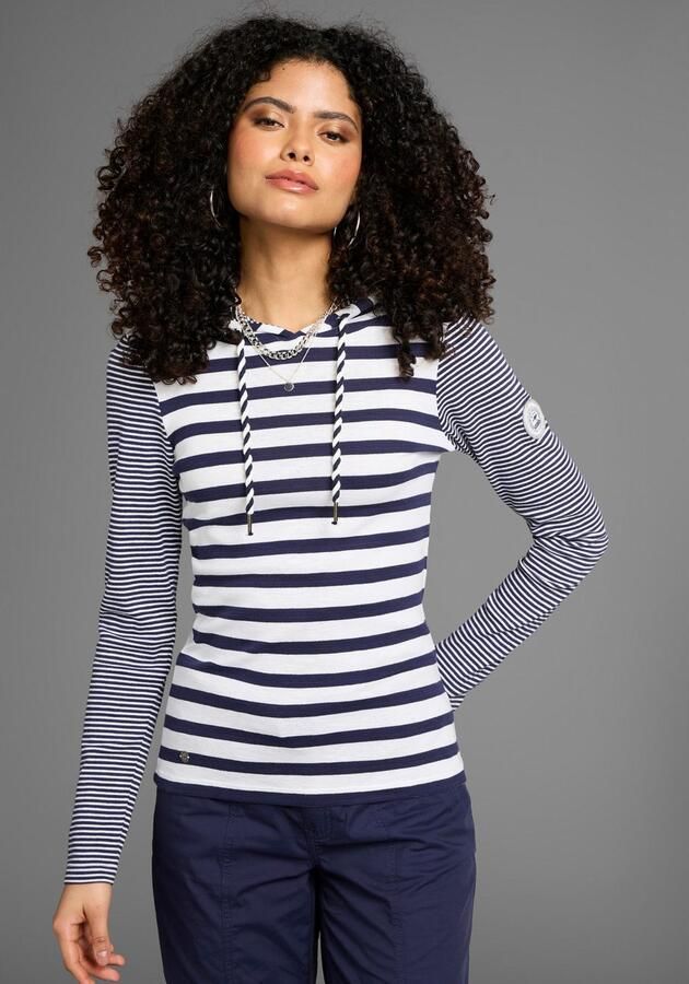 KangaROOS Capuchonshirt Lange mouwen heupbedekkend elastische ribstof - Foto 4