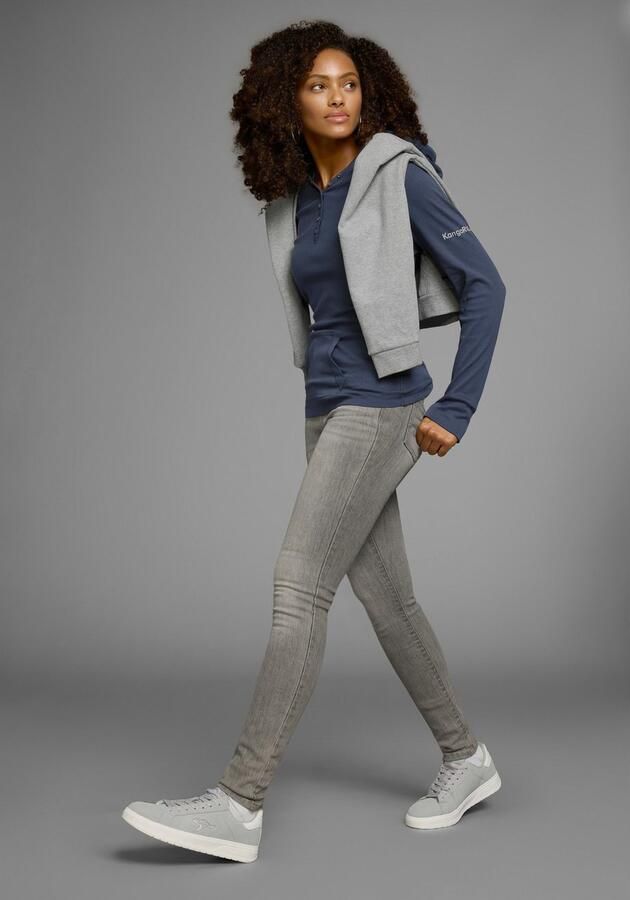 KangaROOS Capuchonshirt Lange mouwen met duimgaten figuurvolgende snit van jersey stof - Foto 3