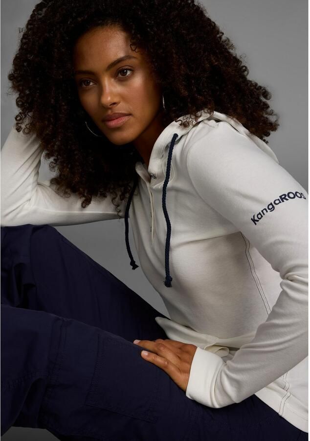 KangaROOS Capuchonshirt Lange mouwen met duimgaten figuurvolgende snit van jersey stof - Foto 3