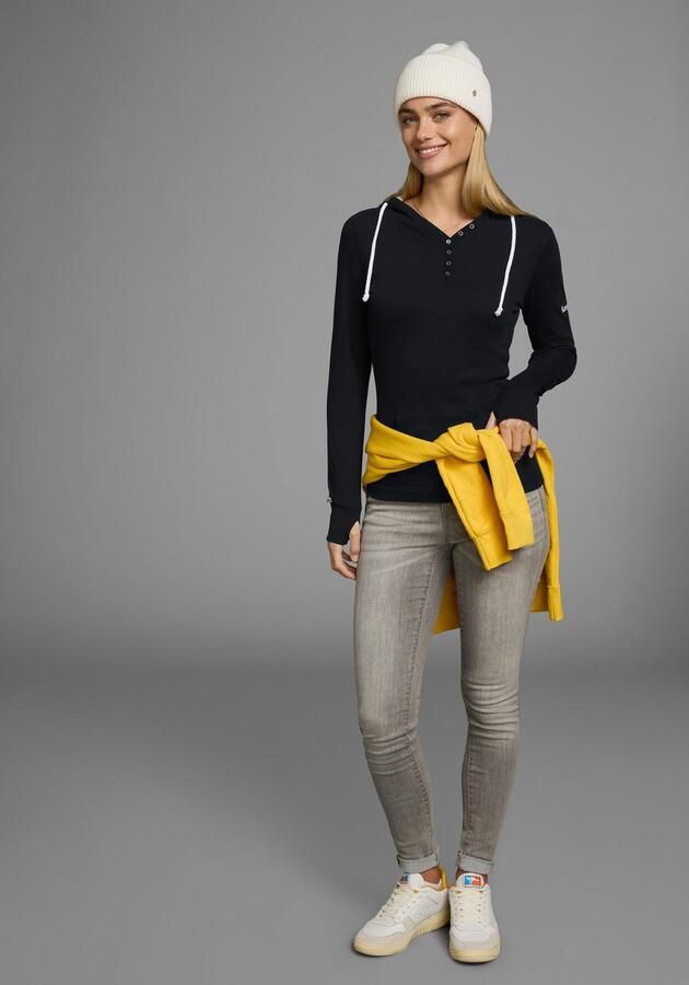 KangaROOS Capuchonshirt Lange mouwen met duimgaten figuurvolgende snit van jersey stof - Foto 7