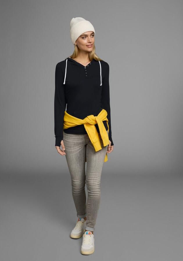 KangaROOS Capuchonshirt Lange mouwen met duimgaten figuurvolgende snit van jersey stof - Foto 8