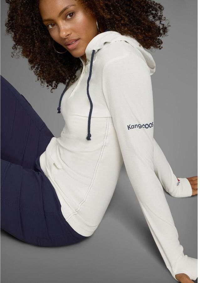 KangaROOS Capuchonshirt Lange mouwen met duimgaten figuurvolgende snit van jersey stof