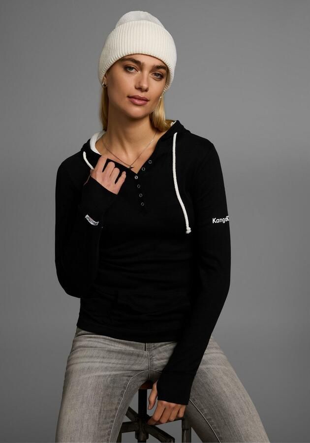 KangaROOS Capuchonshirt Lange mouwen met duimgaten figuurvolgende snit van jersey stof - Foto 10