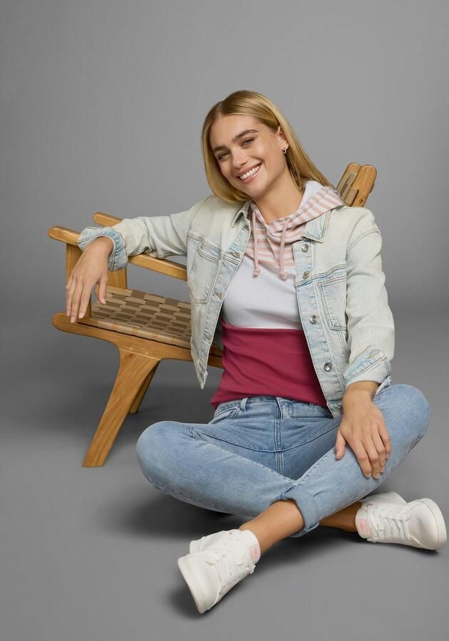 KangaROOS Capuchonshirt Lange mouwen zeer figuurvolgend met colourblocking-look - Foto 7