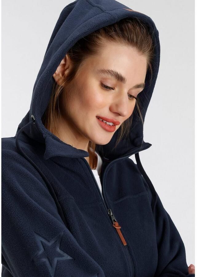 KangaROOS Fleecejack figuurvolgende snit met capuchon met 2-weg rits