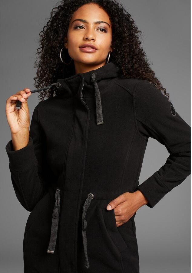 KangaROOS Fleecejack met capuchon van fleece met koord met 2-weg rits