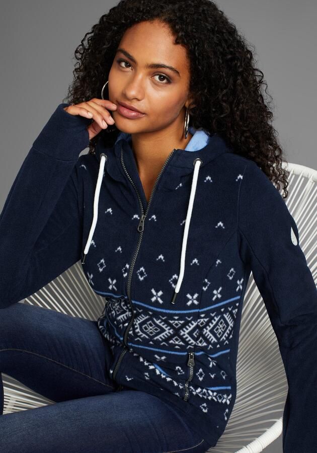 KangaROOS Fleecejack met noors patroon en capuchon - Foto 6