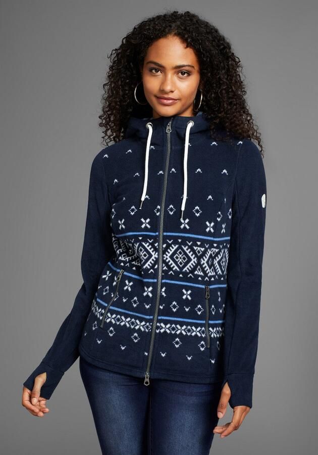 KangaROOS Fleecejack met noors patroon en capuchon