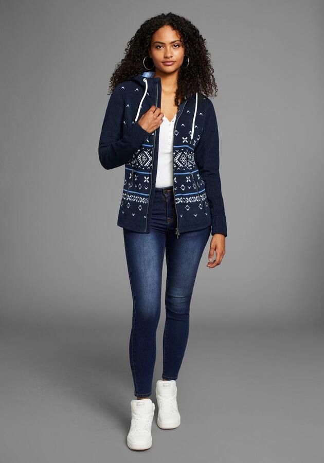 KangaROOS Fleecejack met noors patroon en capuchon - Foto 3