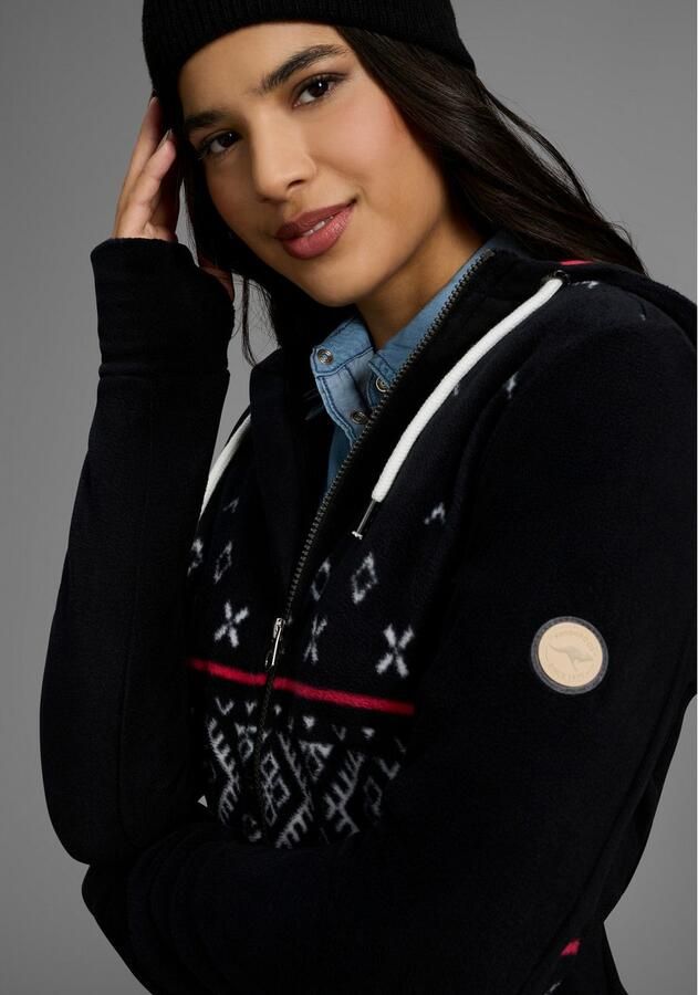 KangaROOS Fleecejack met noors patroon en capuchon