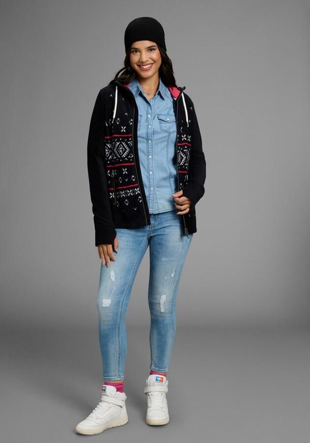 KangaROOS Fleecejack met noors patroon en capuchon - Foto 3