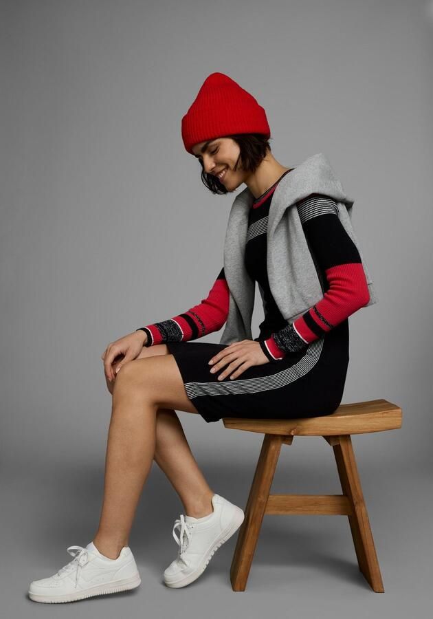 KangaROOS Gebreide jurk figuurvolgend lang sportieve look van katoenmix lange mouwen - Foto 8