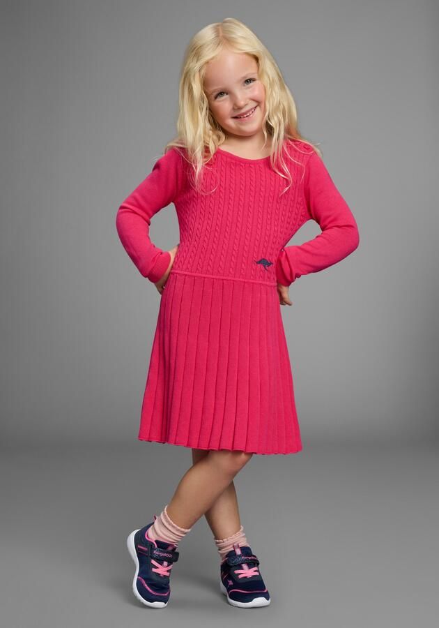 KangaROOS Gebreide jurk met plooirok Lief Gebreide Jurk met Kabelmotief voor kleine Meisjes - Foto 6