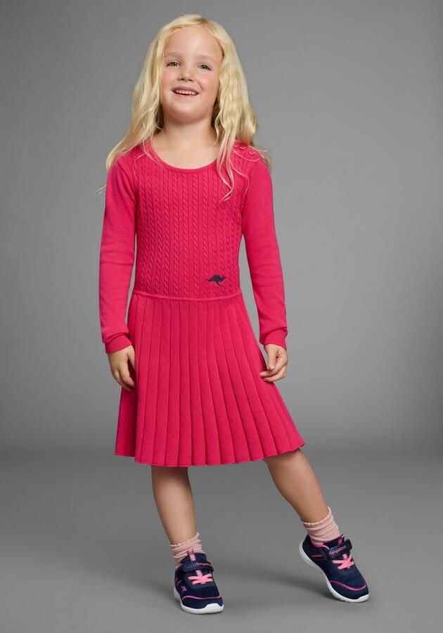 KangaROOS Gebreide jurk met plooirok Lief Gebreide Jurk met Kabelmotief voor kleine Meisjes - Foto 3