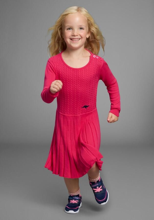 KangaROOS Gebreide jurk met plooirok Lief Gebreide Jurk met Kabelmotief voor kleine Meisjes - Foto 4