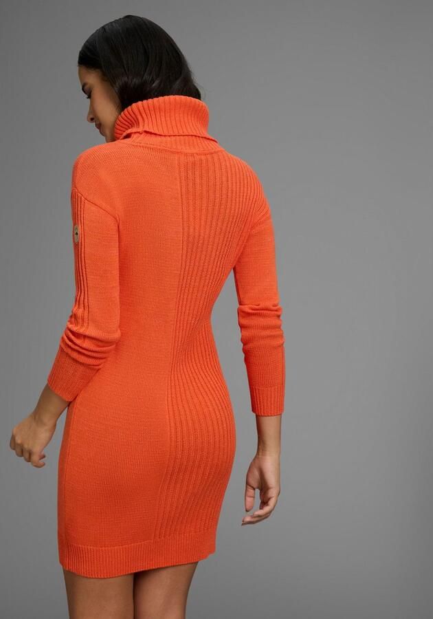 KangaROOS Gebreide jurk met rolkraag glad breisel & ribbreisel