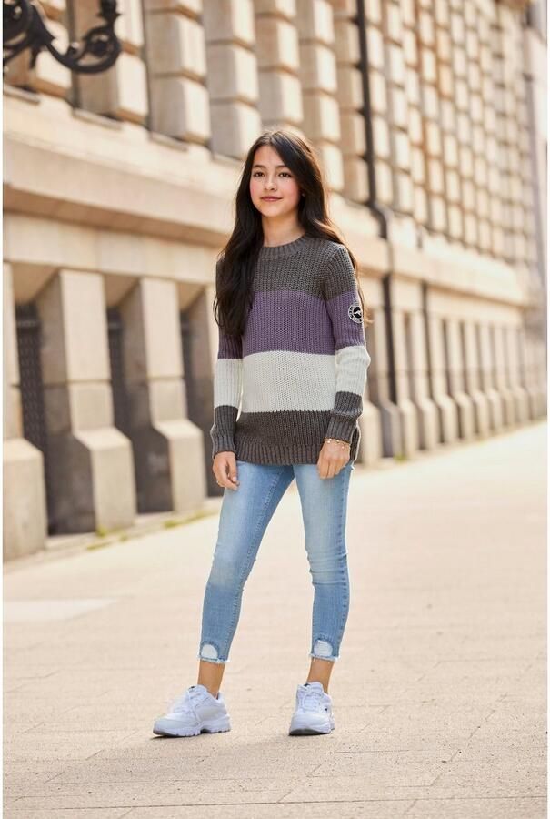 KangaROOS Gebreide trui Gestreepte trui met logo op de mouw - Foto 6