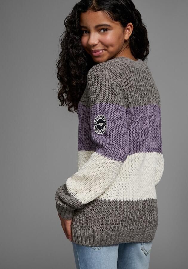 KangaROOS Gebreide trui Gestreepte trui met logo op de mouw - Foto 2