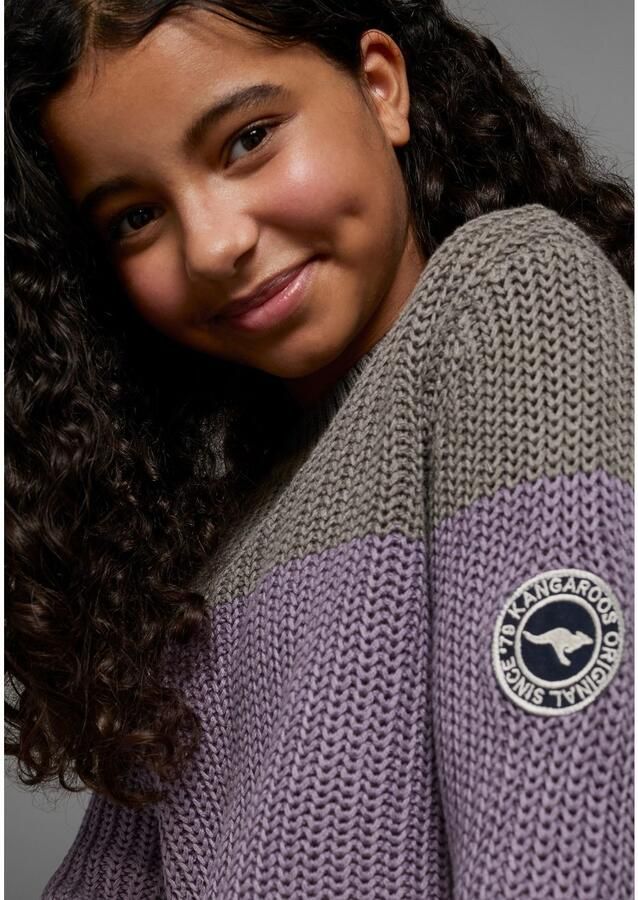 KangaROOS Gebreide trui Gestreepte trui met logo op de mouw