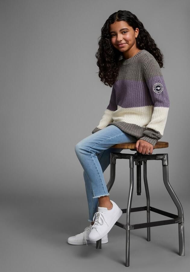 KangaROOS Gebreide trui Gestreepte trui met logo op de mouw - Foto 3