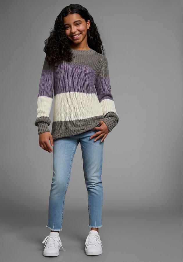 KangaROOS Gebreide trui Gestreepte trui met logo op de mouw - Foto 4