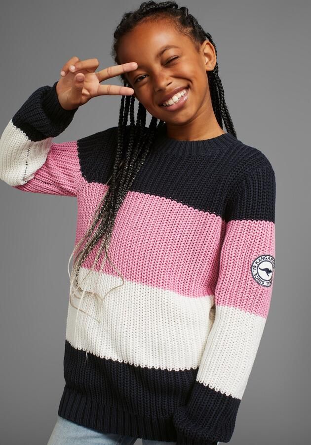 KangaROOS Gebreide trui Gestreepte trui met logo op de mouw - Foto 6