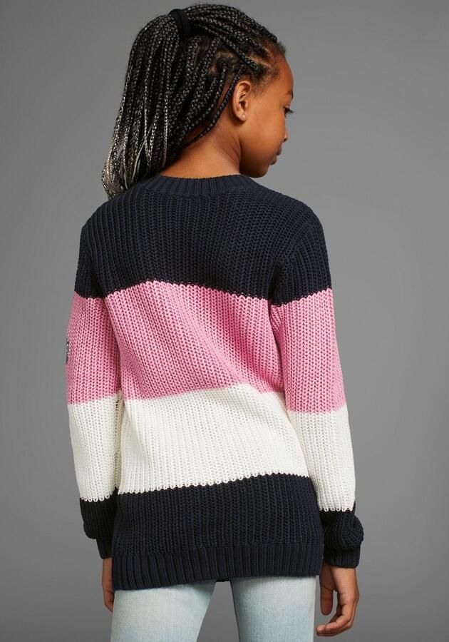 KangaROOS Gebreide trui Gestreepte trui met logo op de mouw - Foto 2