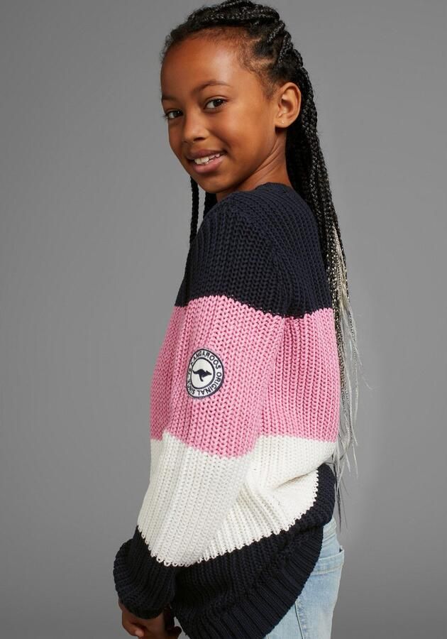 KangaROOS Gebreide trui Gestreepte trui met logo op de mouw - Foto 3